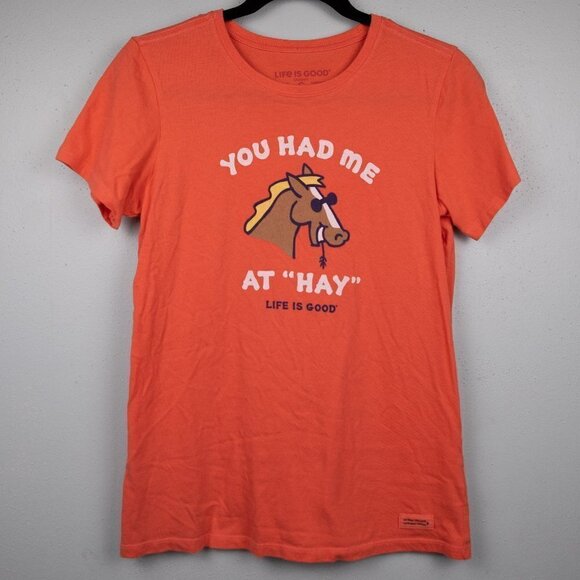 Life is Good Crusher orange horse tshirt-S - Picture 1 of 4